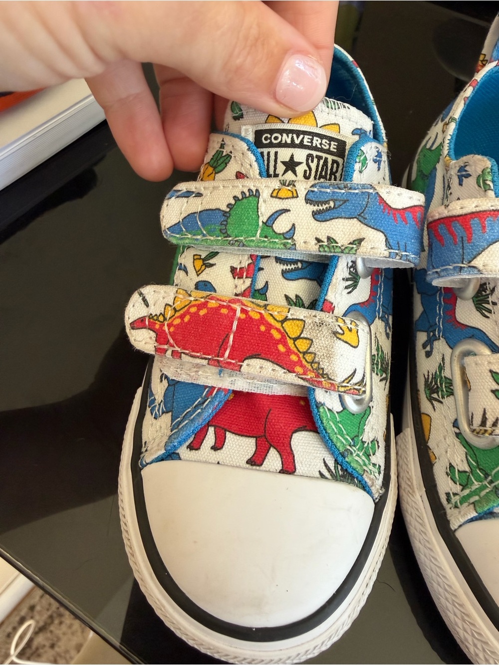 Converse Kids Dinosaur Print Velcro Sneakers - Blue/White - Picture 2 of 4